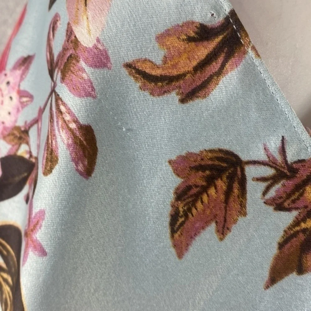 Victoria’s Secret Blue Tropical Floral Tie Shoulder Strap Satin Midi Dress XL - Picture 6 of 12